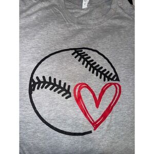 Bella Canvas Gray Baseball Heart Graphic TShirt, Ladies 2XL
